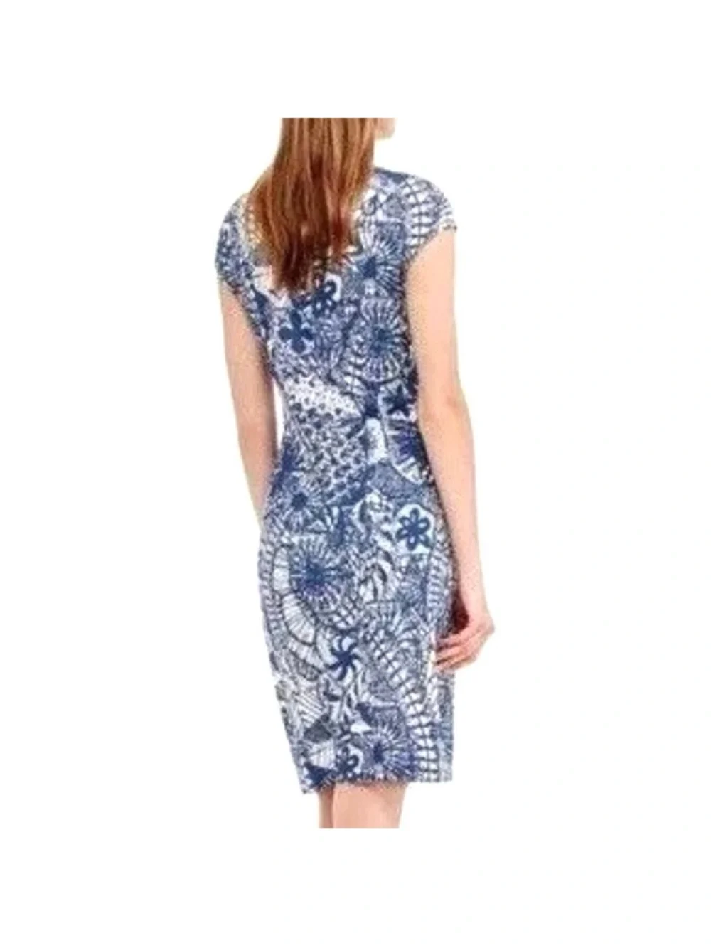 Tory Burch Baltic Sea V-Neck Cap Sleeve Midi Dress Size Small